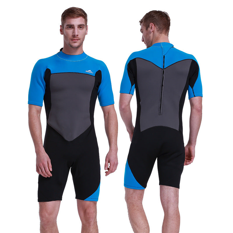 SBART 2mm Neoprene Wetsuit Swimwear Men Short Sleeve Patchwork