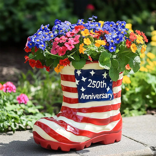Celebrate 250 Years of Freedom with the Patriotic American Flag Boot Planter