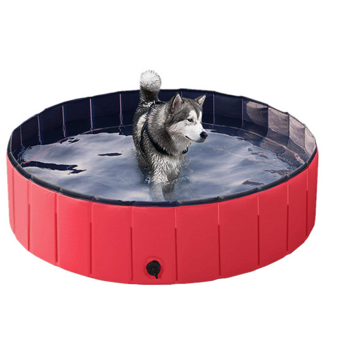 Pop-Up Foldable Outdoor Dog Bath & Swimming Pool With Tear-Proof Lining & Side Drain