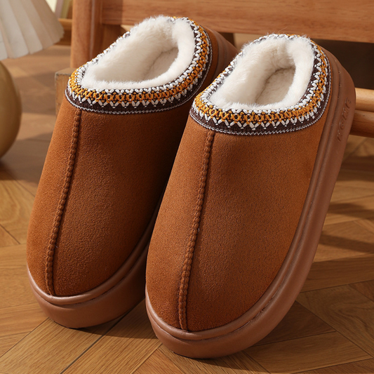 Fluffy Insole Platform Slippers Winter Slip On Faux Fur Shoes