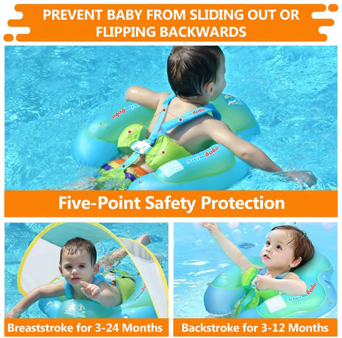 Safe Baby Inflatable Pool Float Ring with Sun Protective Canopy