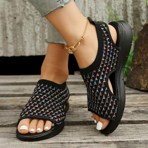 Women's Casual Fly Woven Fish Mouth Sports Sandals