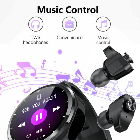 2-IN-1 Smart Watch with Earbuds for Blood Pressure Heart Rate Blood Oxygen Monitor