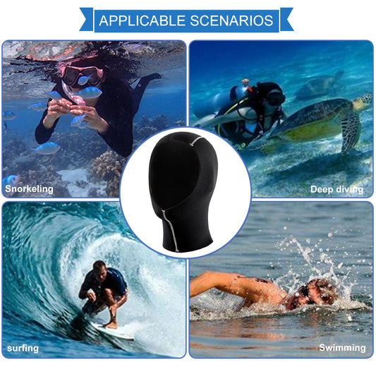 3/5mm Unisex Swim Cap Neoprene Scuba Diving Hood with Shoulder Snorkeling Equipment