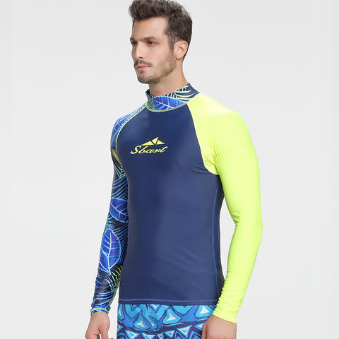 SBART 3XL Men Surfing Rash Guard Long Sleeve UV Protection Swim Surfing Diving Shirt