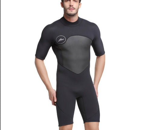 SBART 2mm Neoprene Wetsuit Swimwear Men Short Sleeve Patchwork Swimsuit