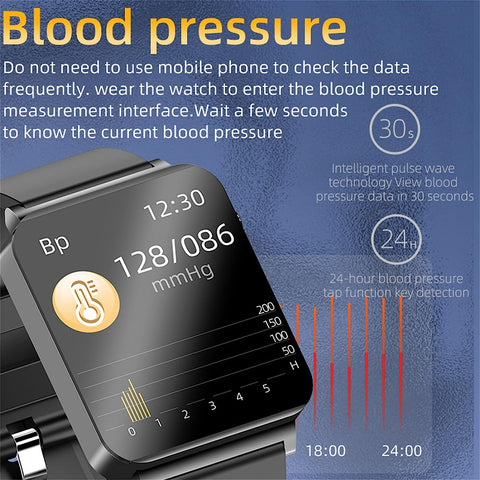 Non Invasive Blood Sugar Heart Rate Blood Pressure Smart Watch