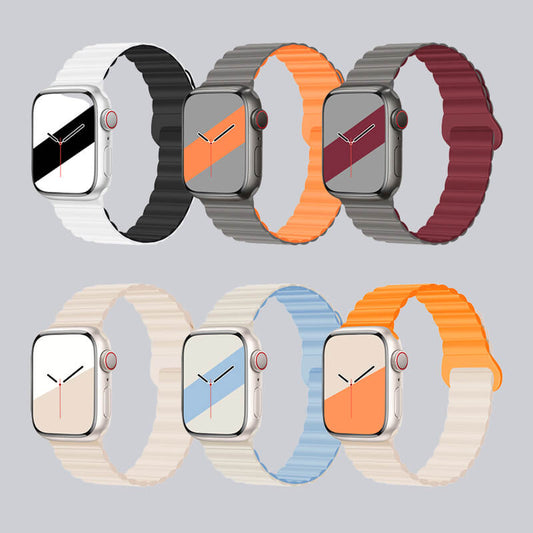 Dual-Color Silicone Buckle Magnetic Watch Band